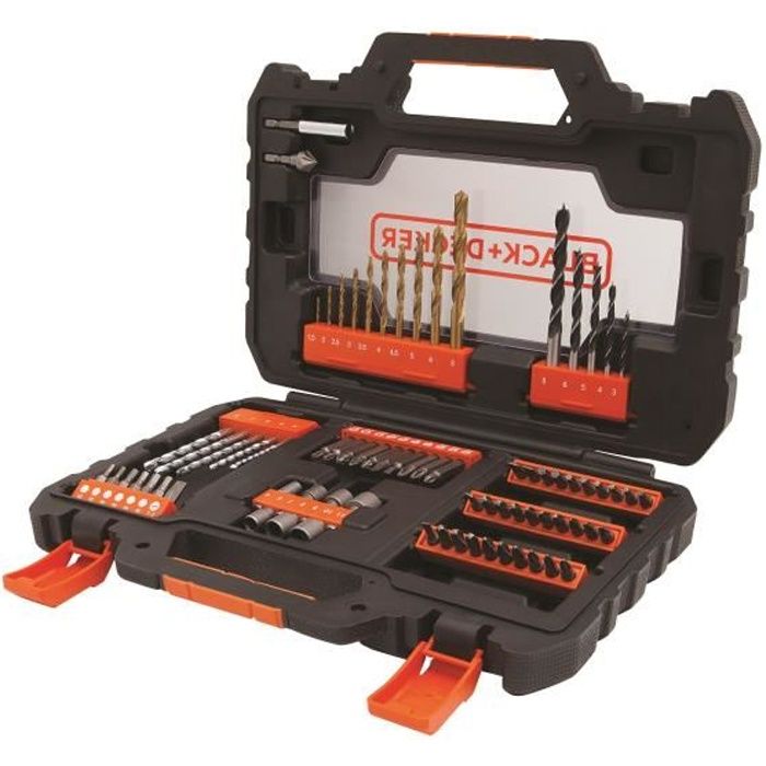 BLACK+DECKER A7231-XJ Poraus- ja ruuvaussarja - 76 tarviketta: Porat, Hylsyt, Kärjet