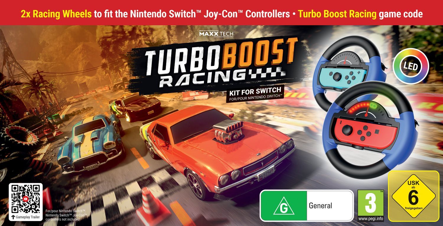 Turbo Booster Racing - Kit (rattar + spel) - Nintendo Switch-spel - Kod i en låda